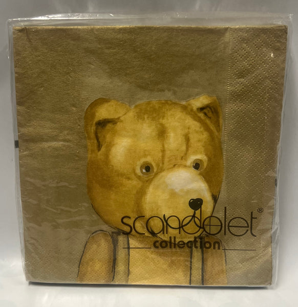 Luncheon Napkin- Teddy “Knopfauge” -Gold/Sand/Braun