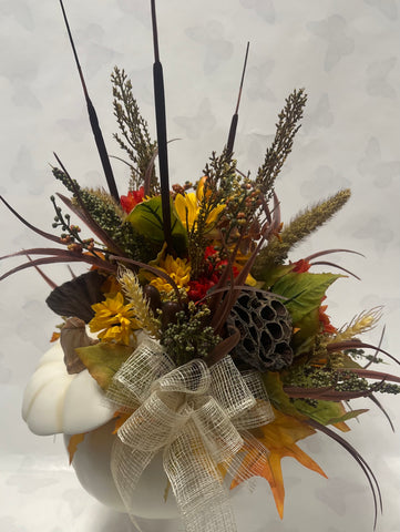 Artificial White Pumpkin Arrangement
