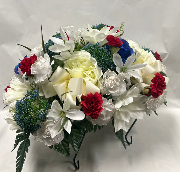 Artificial Stone Saddle - White, Blue and Red