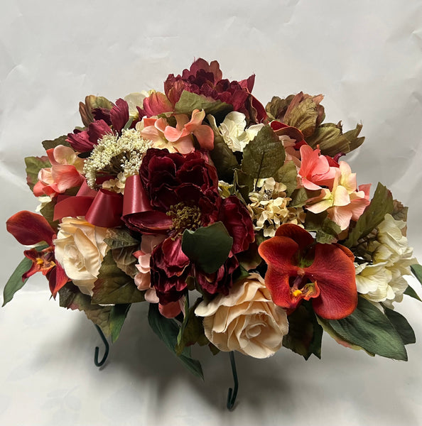 Artificial Stone Saddle - Ivory, Burgundy, Peach, Burnt Orange and Olive Green