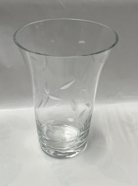 Leaf Etched Glass Vase