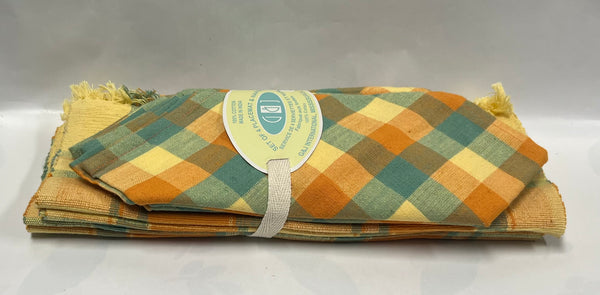 Cloth Placemat and Napkin Set -Orange, Yellow and Teal