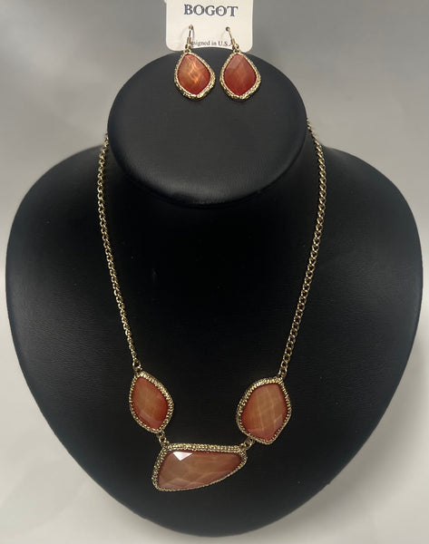 Necklace/ Earring Set -Coral