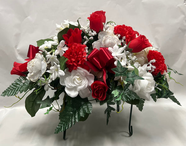 Artificial Stone Saddle -White and Red