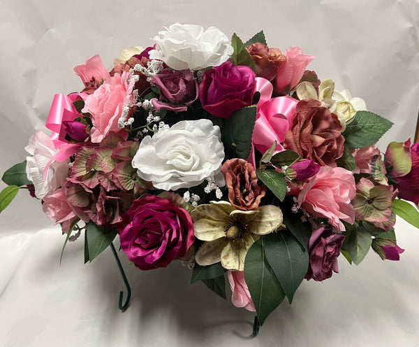 Artificial Stone Saddle - Light Pink, Fuchsia, Cream, White and Dusty Rose