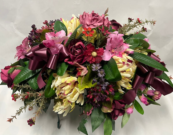 Artificial Stone Saddle -Burgundy, Fuchsia, Cream/ Yellow and Dusty Rose