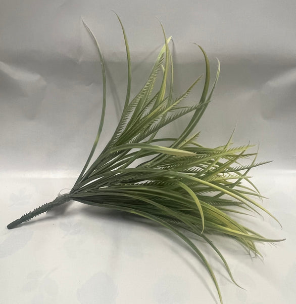 Artificial Flocked Chain & Sword & Saw Grass Bunch - Green- Sage