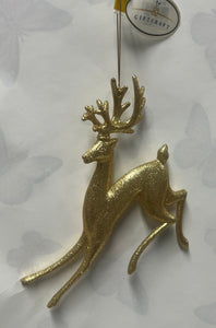 Gold Glitter Deer Tree Ornament