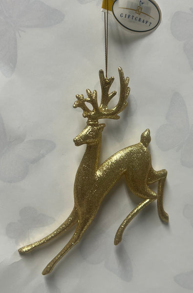 Gold Glitter Deer Tree Ornament