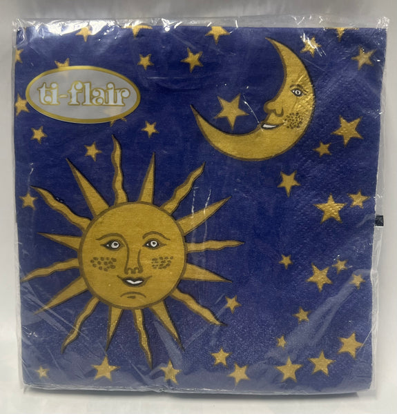 Luncheon Napkin- Sonne, Mond & Sterne Blau
