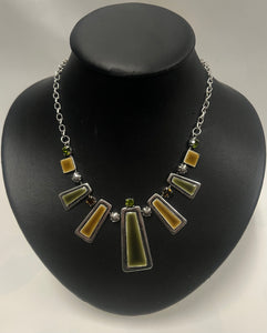 Artizan Necklace/ Earring Set -Green/Taupe