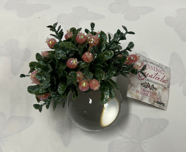Kissing Krystal -Mistletoe Ornament- Frosted Sugar Plum -Ball