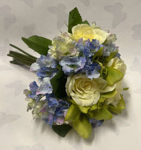 Rose and Hydrangea Bundle -Blue and Cream