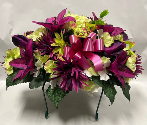 Artificial Stone Saddle -Fuchsia and Lime Green