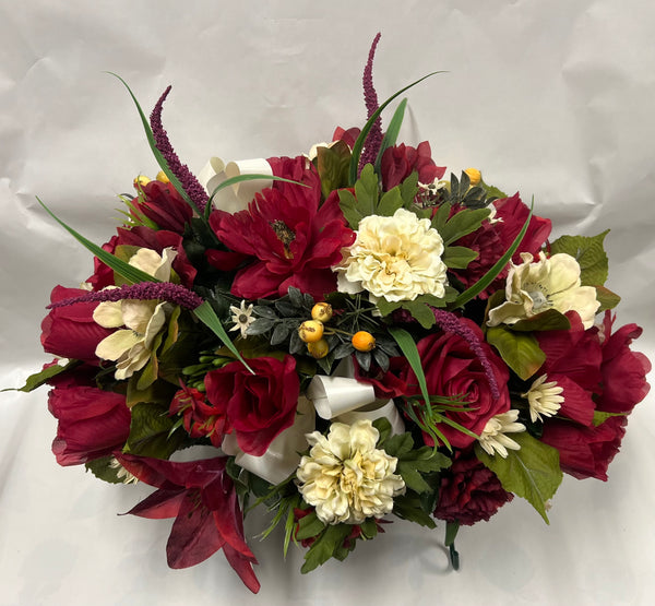 Artificial Stone Saddle - Burgundy and Ivory