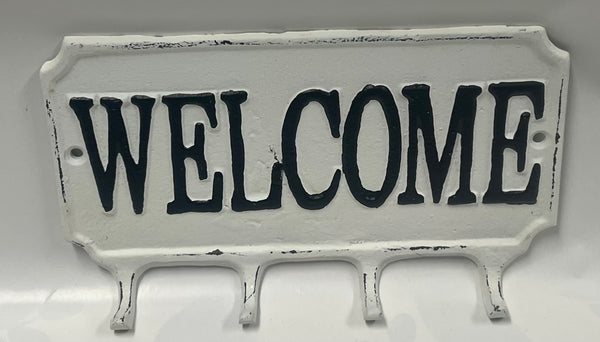 Small Metal Welcome Sign With Hooks