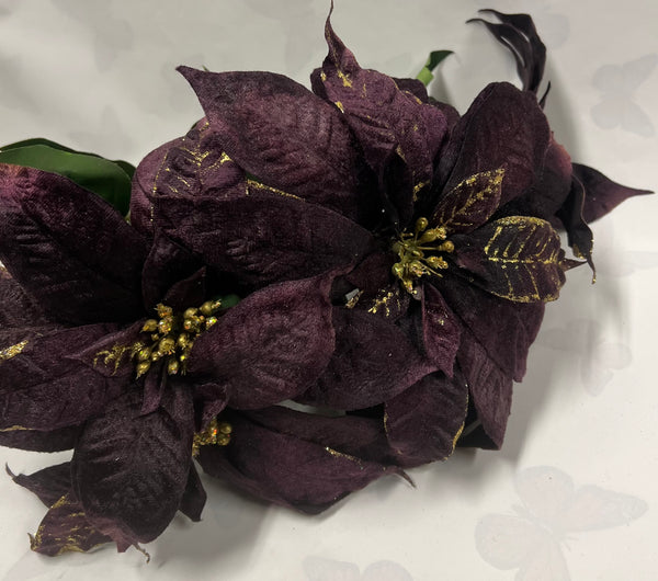 Velvet Glitter Poinsettia Bush- Eggplant