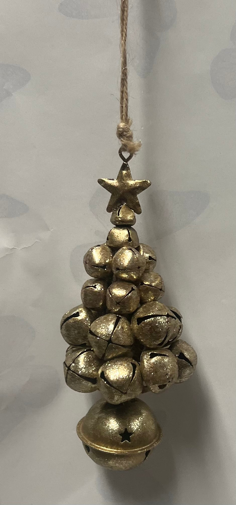 Small Champagne Gold Glitter Bell Tree Ornament