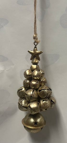 Small Champagne Gold Glitter Bell Tree Ornament