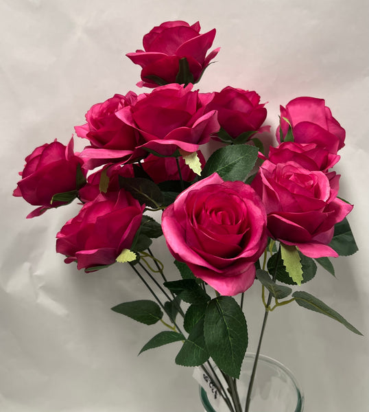 Artificial Rose Bush -Fuchsia