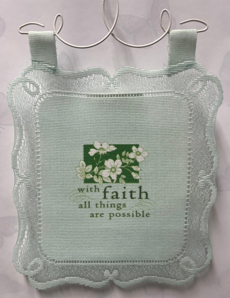 With Faith -Small Lace Wall Hanging