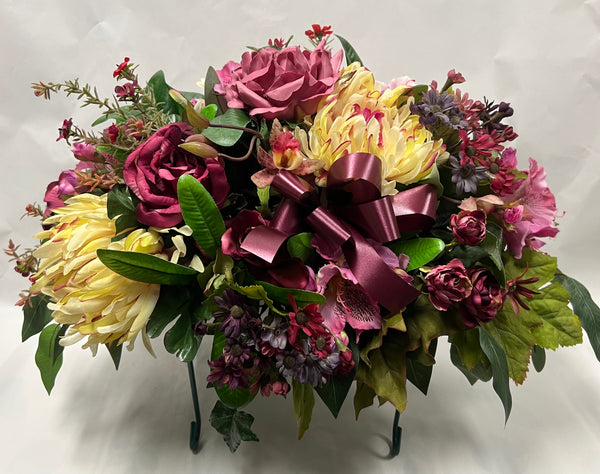 Artificial Stone Saddle -Burgundy, Fuchsia, Cream/ Yellow and Dusty Rose