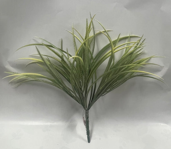 Artificial Flocked Chain & Sword & Saw Grass Bunch - Green- Sage