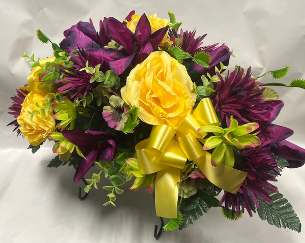 Artificial Stone Saddle -Plum, Yellow and Lime Green