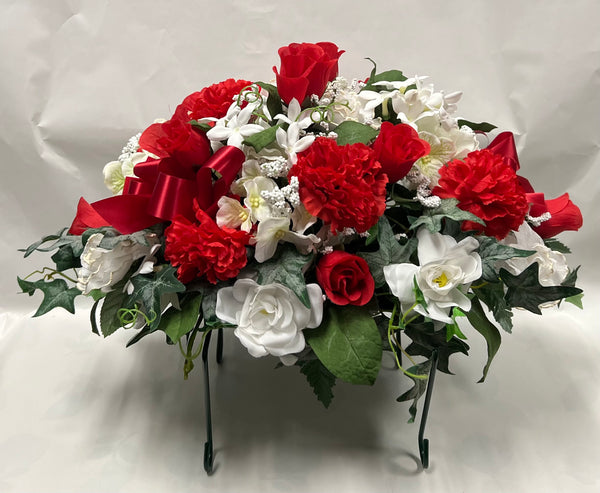 Artificial Stone Saddle -White and Red