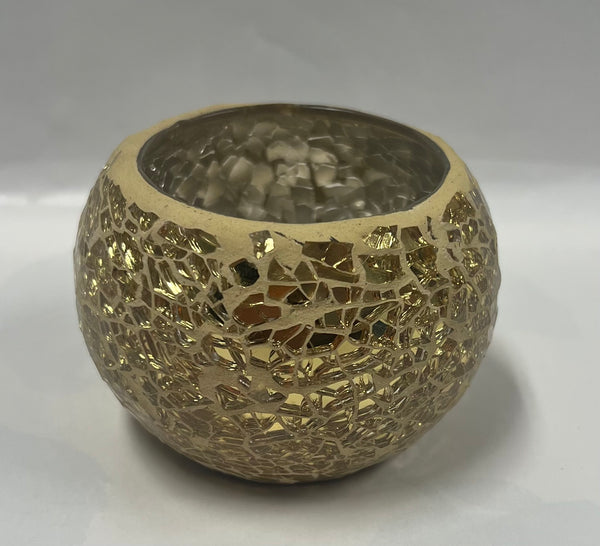 Gold Mosaic Candle Holder -Small