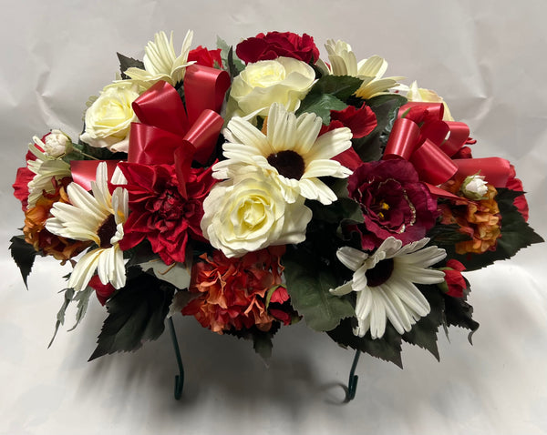 Artificial Stone Saddle -Red, Ivory and Rust