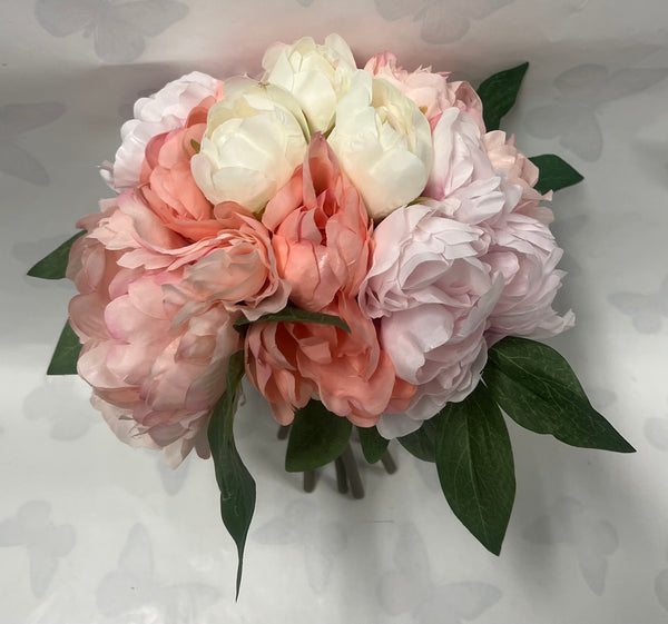 Peony Bouquet -Pink, Peach, Coral and Ivory