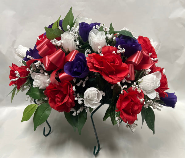 Artificial Stone Saddle -Red, White and Dark Purple