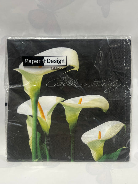 Luncheon Napkin -Calla Lily -Black