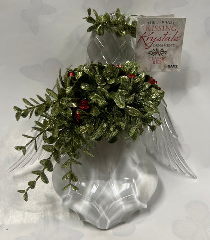 Kissing Krystals -Large Angel Ornament -Classic Red