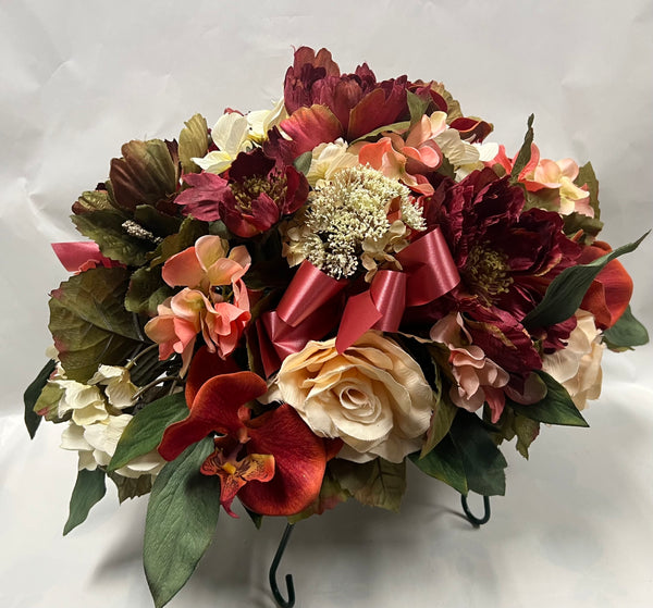 Artificial Stone Saddle - Ivory, Burgundy, Peach, Burnt Orange and Olive Green
