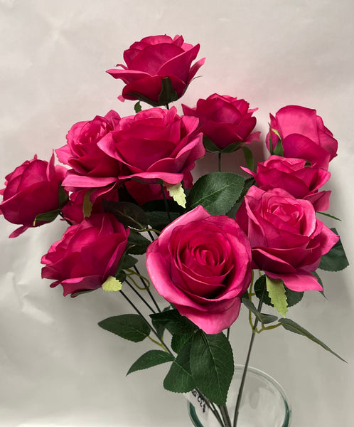 Artificial Rose Bush -Fuchsia