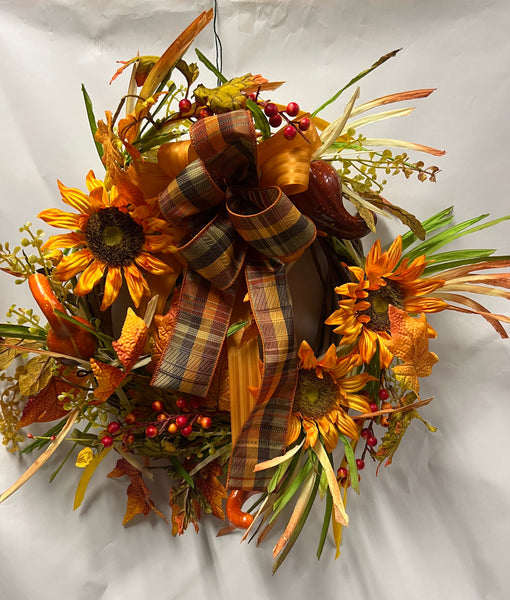 Sunflower and Gourd Grapevine Wreath
