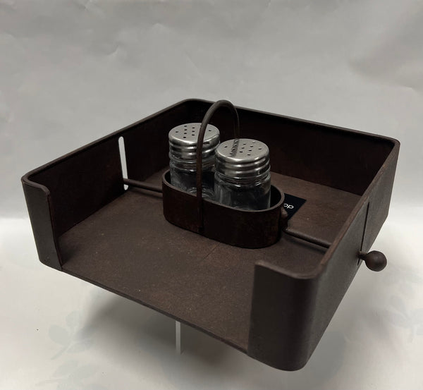 Metal Napkin Holder with Salt and Pepper Shakers