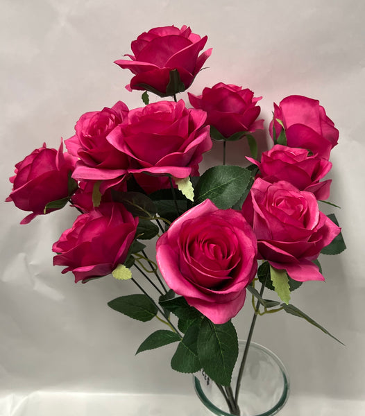 Artificial Rose Bush -Fuchsia
