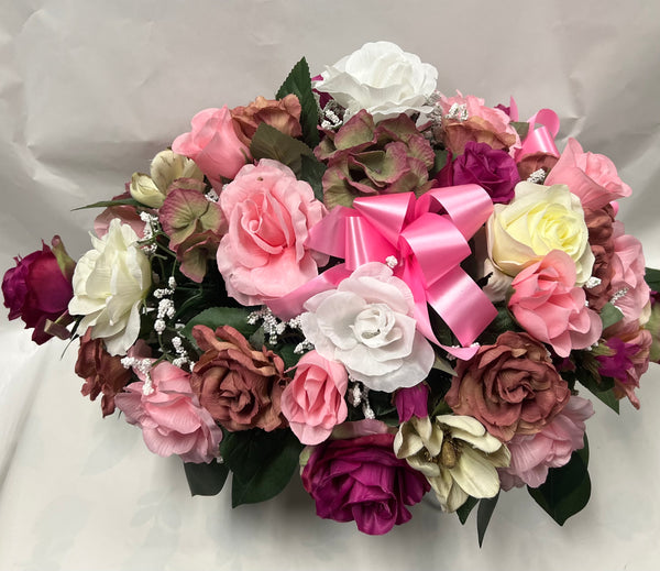 Artificial Stone Saddle - Light Pink, Fuchsia, Cream, White and Dusty Rose