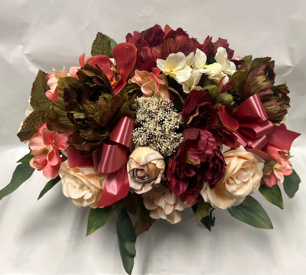 Artificial Stone Saddle - Ivory, Burgundy, Peach, Burnt Orange and Olive Green