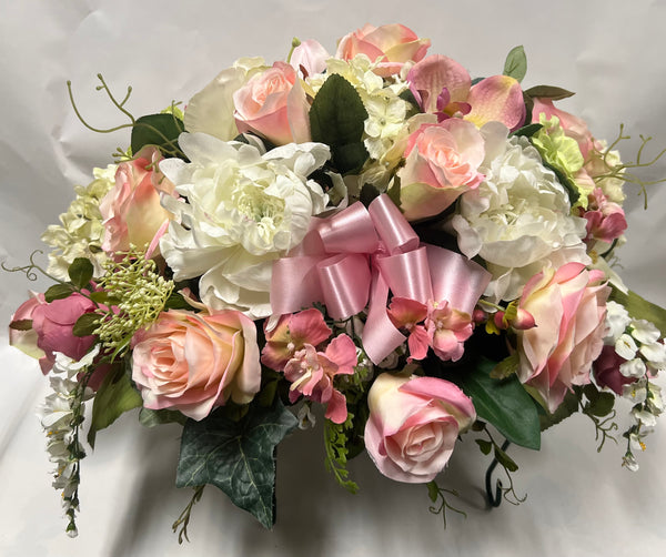 Artificial Stone Saddle - Peach/ Pink, Rose/Pink, Cream, Light Green and White