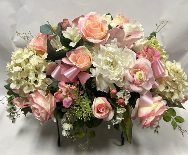Artificial Stone Saddle - Peach/ Pink, Rose/Pink, Cream, Light Green and White