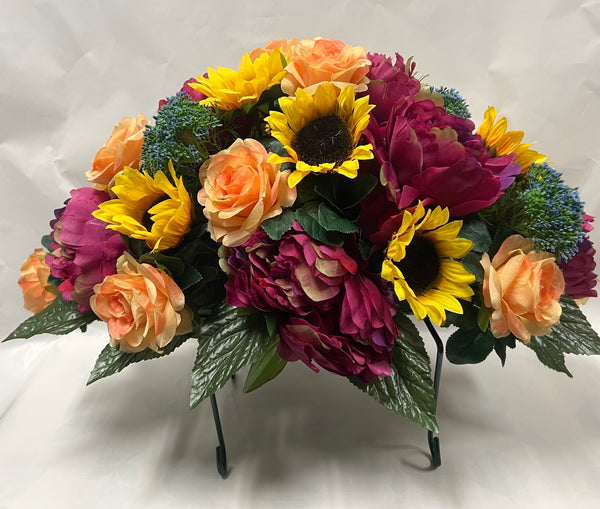 Artificial Stone Saddle - Magenta, Peach, Yellow and Blue