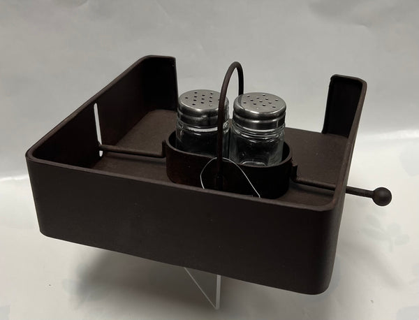 Metal Napkin Holder with Salt and Pepper Shakers