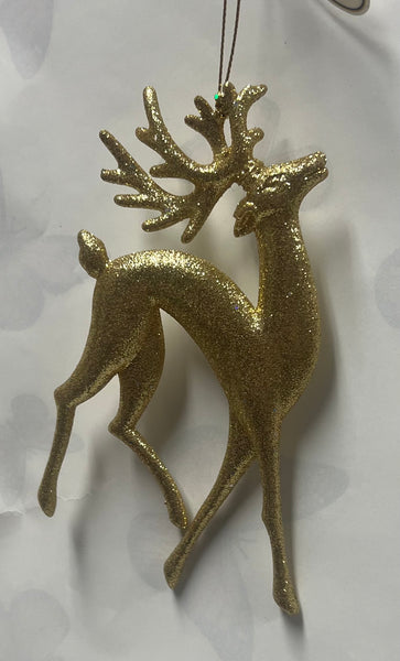 Gold Glitter Deer Tree Ornament