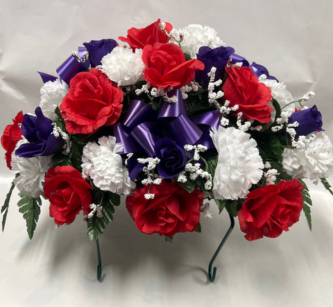 Artificial Stone Saddle -Red, White and Dark Purple