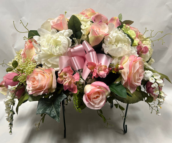 Artificial Stone Saddle - Peach/ Pink, Rose/Pink, Cream, Light Green and White