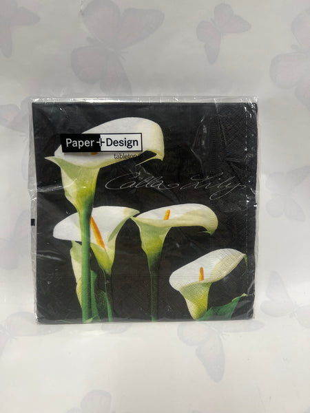 Luncheon Napkin -Calla Lily -Black